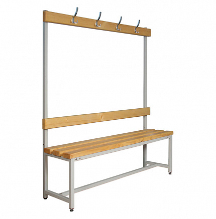 Скамейка для раздевалок односторонняя с вешалками 1610х2000х320 мм