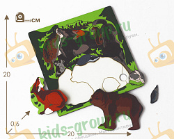 Рамка-вкладыш ГОЛОВОЛОМКА ЛЕСНЫЕ ЖИВОТНЫЕ (фанера УФ печать)