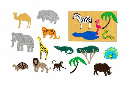 Животные жарких стран с игровым полем (19дет)