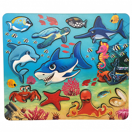 Рамка-вкладыш "Кто живет в океане?" 12 деталей