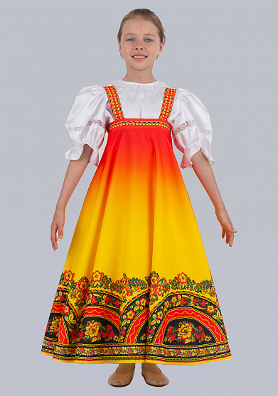 Хохлома Узорная удлиненный сарафан для девочки