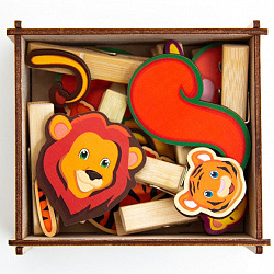 Игра с прищепками Собери дикое животное №2