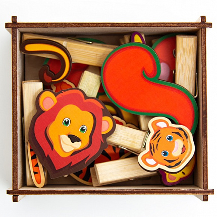 Игра с прищепками Собери дикое животное №2