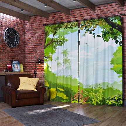 Комплект фотоштор. Окно в лес