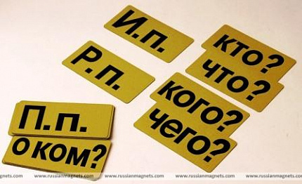Набор магнитных карточек "Падежи" (фон жёлтый)
