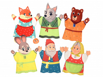 Театр на руку печать "Колобок" фетр (7дет)