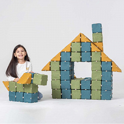 Магнитный мягкий крупноблочный конструктор МубиКуби 12, 100 кубов, 50 треугольных призм, Магматик