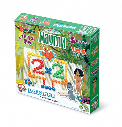 Мозаика с аппликацией «Маугли» (105 элементов и 2 поля)